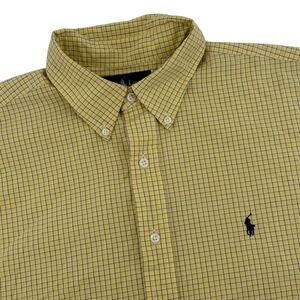 Ralph Lauren Blake Mens L Yellow Plaid Short Sleeve Button Down Shirt‎